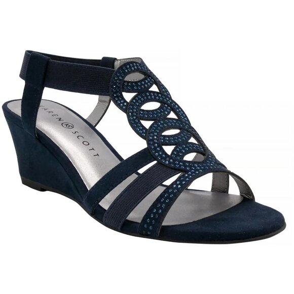 Karen Scott Womens Open Toe Ankle Strap Wedge Sandals - Picture 1 of 3